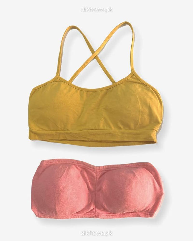 Pack off 2 - Women Tube Lightly Non Padded Bra - Strapless Sports Bra - Soft & Non Padded Bra