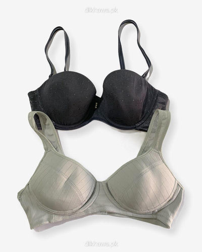 Imported Stocklot Branded  Net Pushup Bra - Underwired Bra  -  Non Padded Bra - Pack of 2