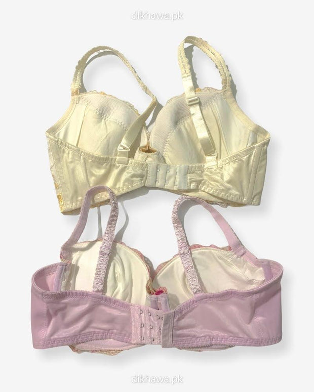 Imported Stocklot Branded  Net Pushup Bra -Under Wired Bra  -  Non Padded Bra - Pack of 2