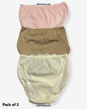 Pack of 3 Imported Stocklot Branded Net Panty With Silk Mid Waist Hipster Panty With Lace Panty