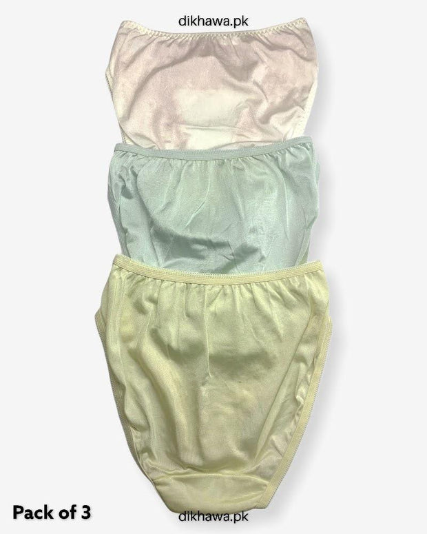 Pack of 3 Imported Stocklot Branded Net Panty With Silk Mid Waist Hipster Panty With Lace Panty