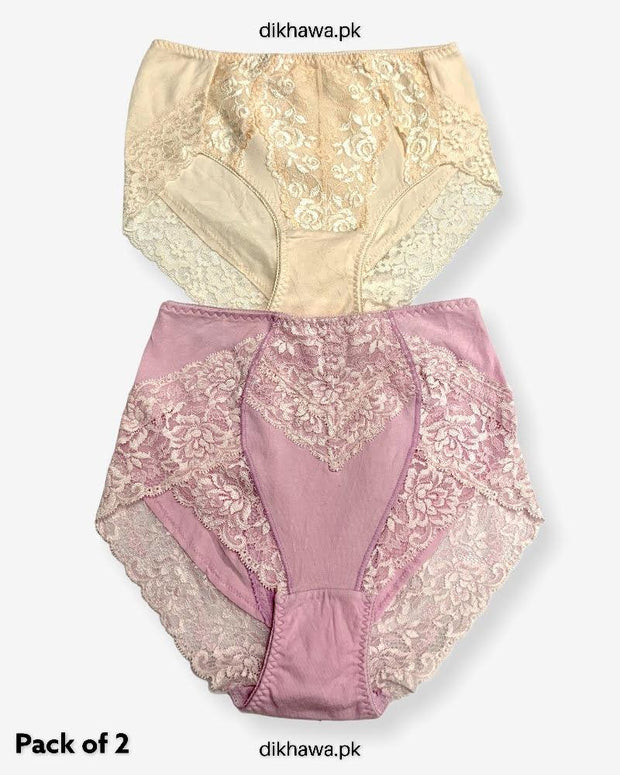 Pack of 2 Imported Stocklot Branded Net Panty Stretchable Lace Panty 2021