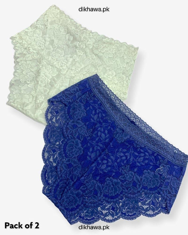 Pack of 2 Imported Stocklot Branded Net Panty Stretchable Lace Panty 2021