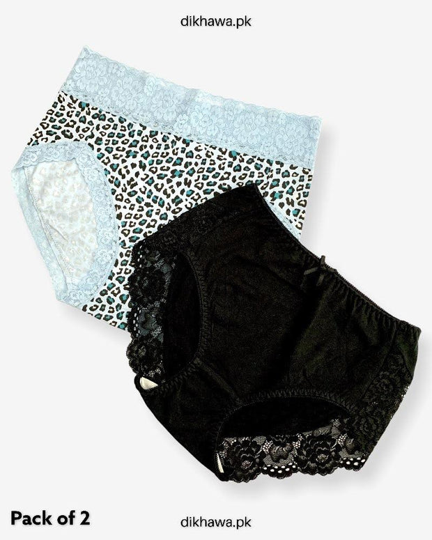 Pack of 2 Imported Stocklot Branded Net Panty Stretchable Cotton Lace Panty 2021