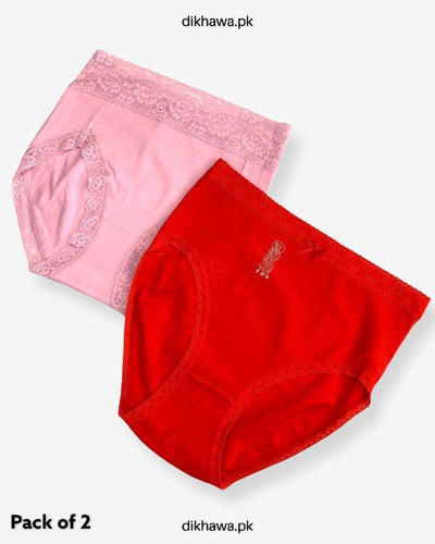 Pack of 2 Imported Stocklot Branded Net Panty Stretchable Cotton Lace Panty 2021