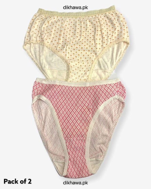 Pack of 2 Imported Stocklot Branded Net Panty Stretchable Cotton Lace Panty 2021