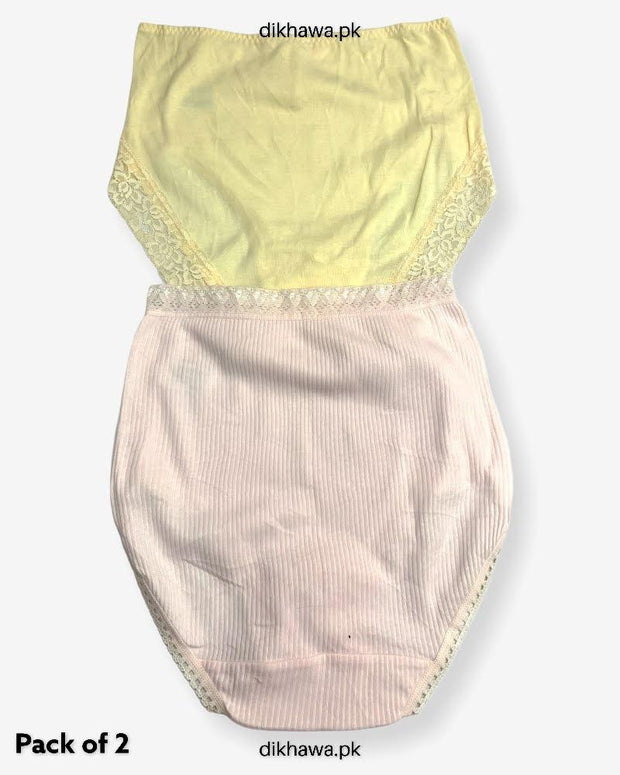 Pack of 2 Imported Stocklot Branded Cotton Panty Stretchable Cotton Lace Panty 2021