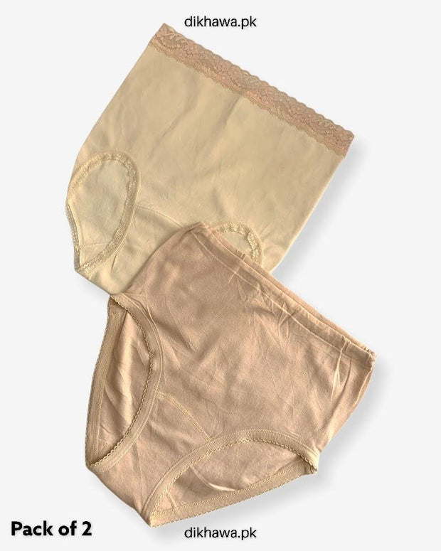 Copy of Pack of 2 Imported Stocklot Branded Cotton Panty Stretchable Cotton Lace Panty 2021