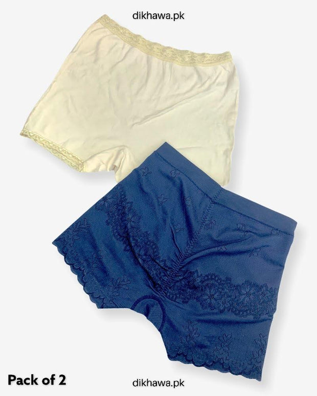 Pack of 2 Imported Stocklot Branded Cotton Panty Stretchable Shadowline Jersey Hidden Elastic Full Brief Panty