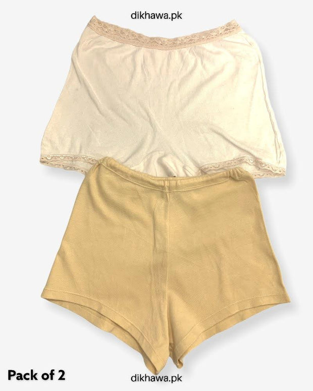 Pack of 2 Imported Stocklot Branded Cotton Panty Stretchable Shadowline Jersey Hidden Elastic Full Brief Panty