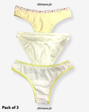 Pack of 2 Imported Stocklot Branded Cotton Lace Panty Stretchable Cotton Thong Panty 2021
