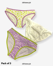 Pack of 3 Imported Stocklot Branded Cotton Lace Panty Stretchable Cotton Thong Panty 2021