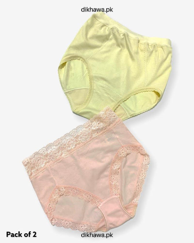 Pack of 2 Imported Stocklot Branded Cotton Panty Stretchable Cotton Lace Panty 2021