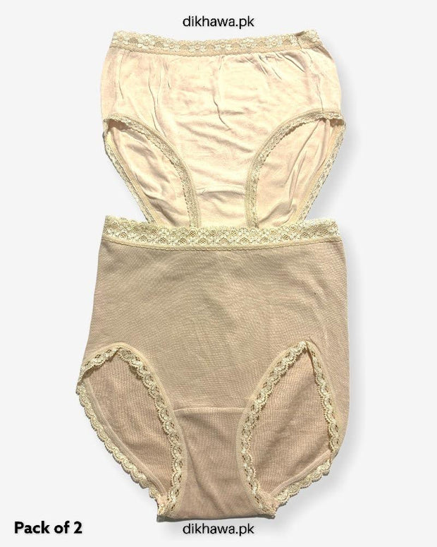 Pack of 2 Imported Stocklot Branded Cotton Panty Stretchable Cotton Lace Panty 2021