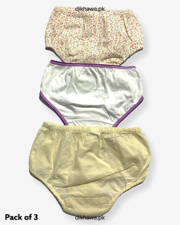 Pack of 3 Kids Panty Imported Stocklot Branded Girls Pure Cotton Printed Briefs Underwear Panty Combo