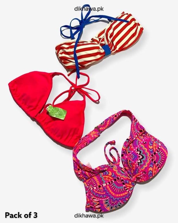 Pack Of 3 Stocklot Bikini Top Swimwear | Bikini Top Bundle | Imported Stock Branded Bikini Top