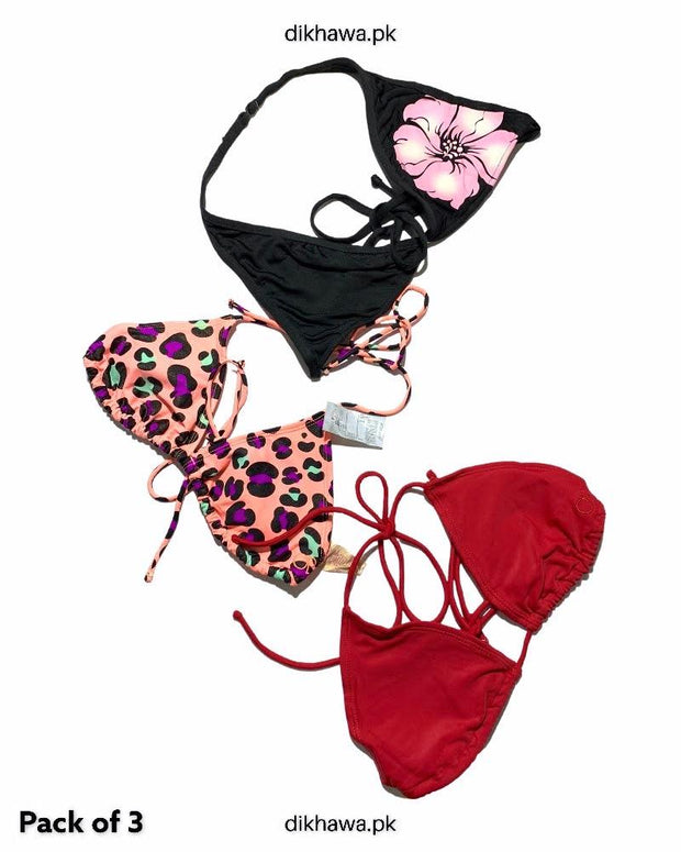 Pack Of 3 Stocklot Bikini Top Swimwear | Bikini Top Bundle | Imported Stock Branded Bikini Top