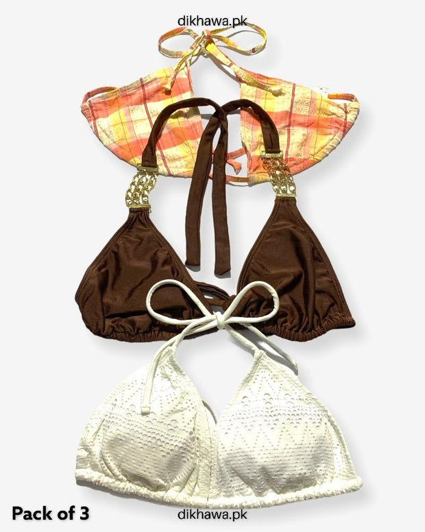 Pack Of 3 Stocklot Bikini Top Swimwear | Bikini Top Bundle | Imported Stock Branded Bikini Top