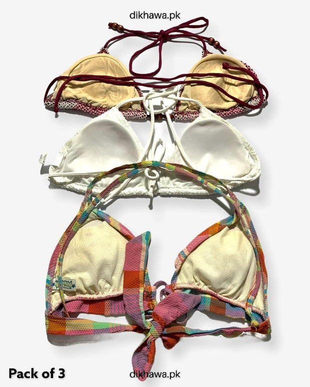 Pack Of 3 Stocklot Bikini Top Swimwear | Bikini Top Bundle | Imported Stock Branded Bikini Top