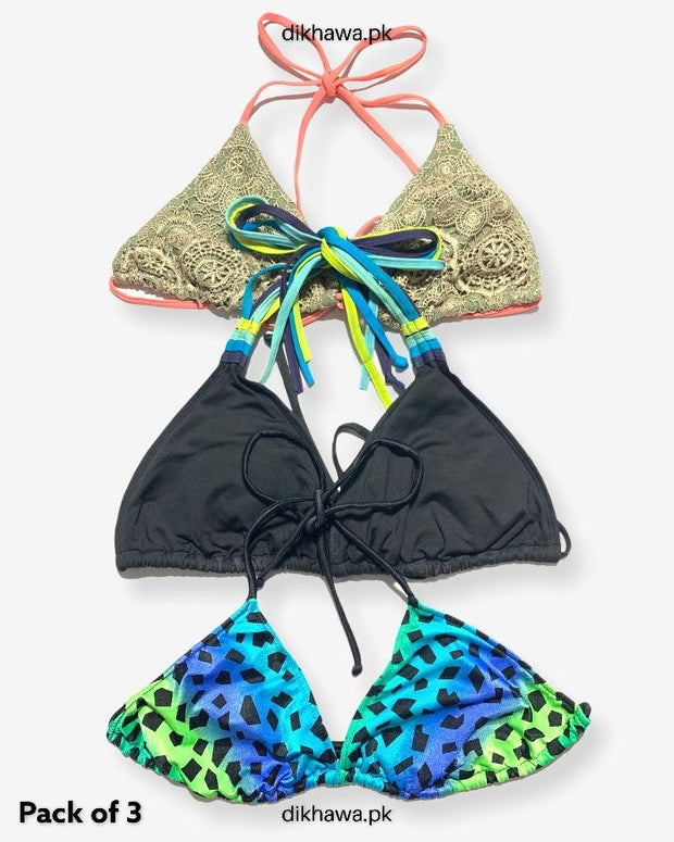 Pack Of 3 Stocklot Bikini Top Swimwear | Bikini Top Bundle | Imported Stock Branded Bikini Top