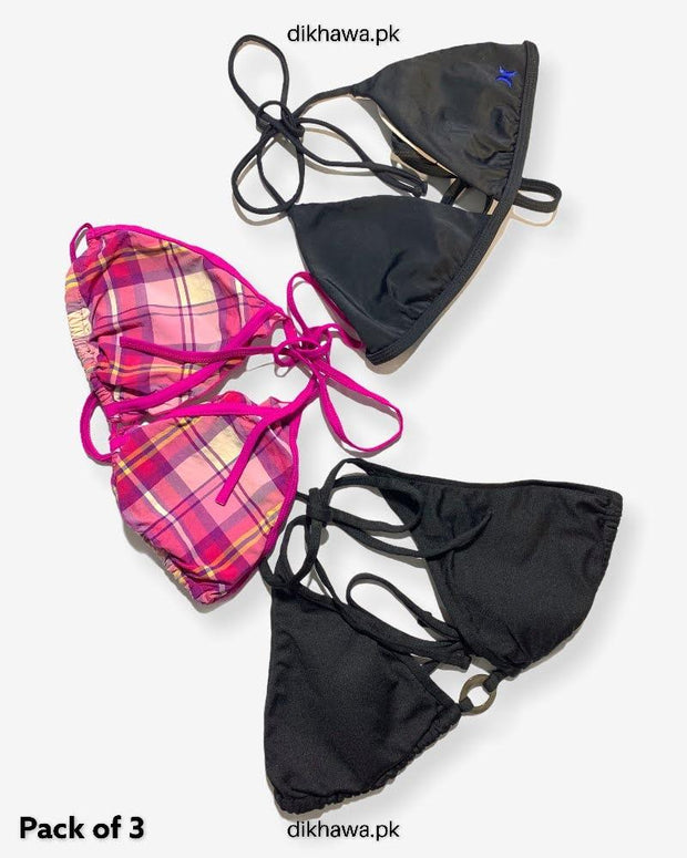 Pack Of 3 Stocklot Bikini Top Swimwear | Bikini Top Bundle | Imported Stock Branded Bikini Top