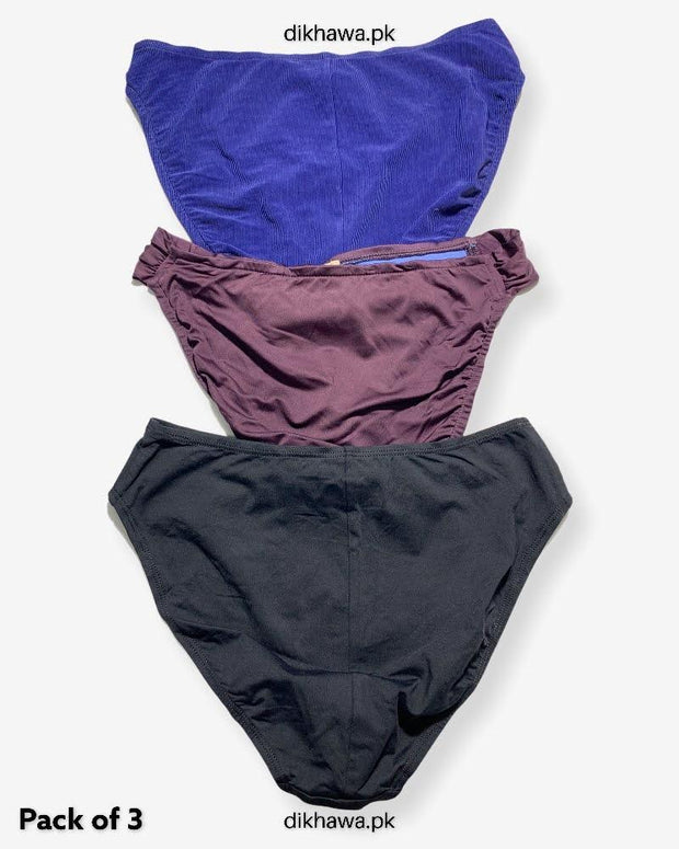 Pack of 3 Imported Stocklot Branded Jersey Panty Bikini Style Sexy Thong Panty