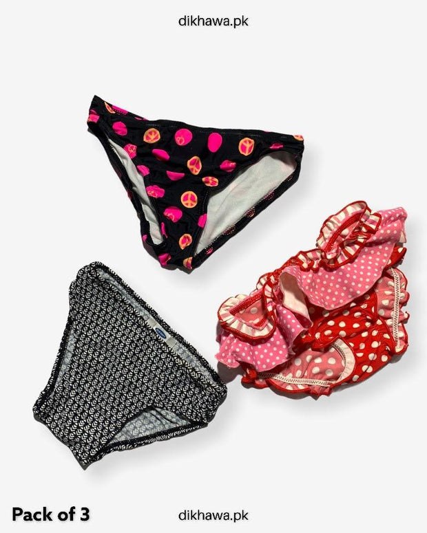Pack of 3 Kids Panty Imported Stocklot Branded Girls Pure Jersey Printed Briefs Underwear Panty Combo