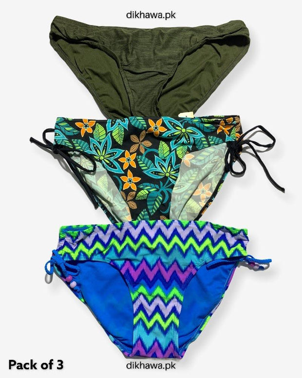 Pack of 3 Imported Stocklot Branded Silk Panty Bikini Style Sexy Thong Panty Swimwear Panty