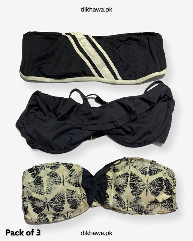 Pack Of 3 Stocklot Bikini Top Swimwear | Bikini Top Bundle | Imported Stock Branded Bikini Top