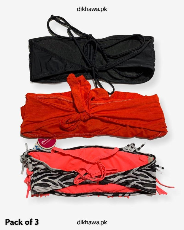 Pack Of 3 Stocklot Bikini Top Swimwear | Bikini Top Bundle | Imported Stock Branded Bikini Top