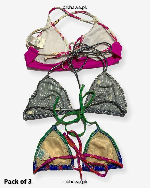 Pack Of 3 Stocklot Bikini Top Swimwear | Bikini Top Bundle | Imported Stock Branded Bikini Top