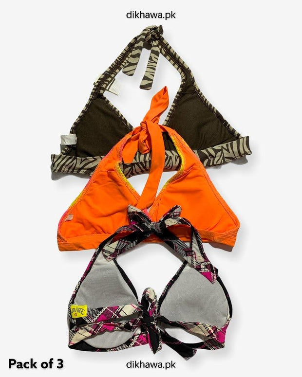 Pack Of 3 Stocklot Bikini Top Swimwear | Bikini Top Bundle | Imported Stock Branded Bikini Top