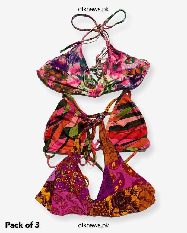 Pack Of 3 Stocklot Bikini Top Swimwear | Bikini Top Bundle | Imported Stock Branded Bikini Top