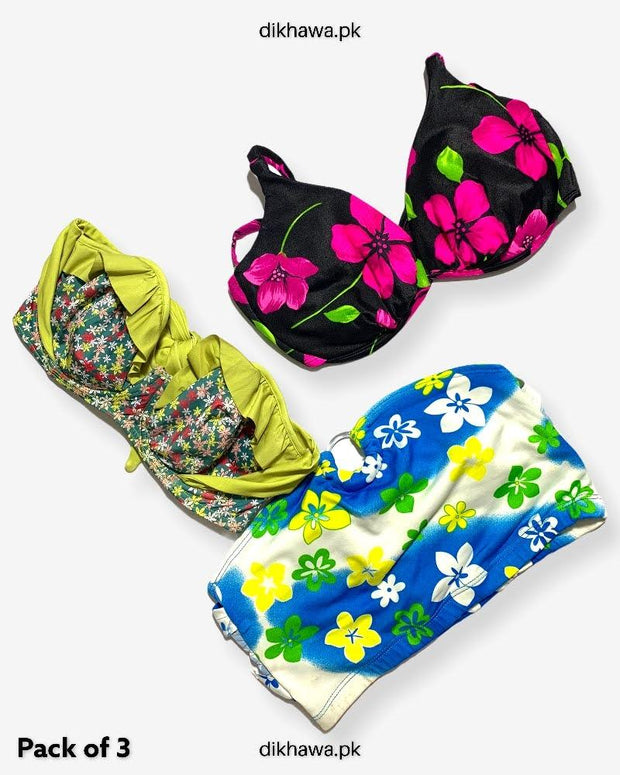 Pack Of 3 Stocklot Bikini Top Swimwear | Bikini Top Bundle | Imported Stock Branded Bikini Top