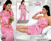 Romantic Nightwear - 4Pcs Bridal Nighty Sets - 2070 - Short Nighty with Gown & Sexy Pajama Set