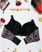 Self Design Sexy Floral Lace Soft Touch Push Up Bra Black & Pink