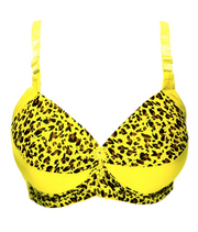Sexy Cheetah Print Plus Size Bra - Yellow - Push Up Bra, Single Padded Bra