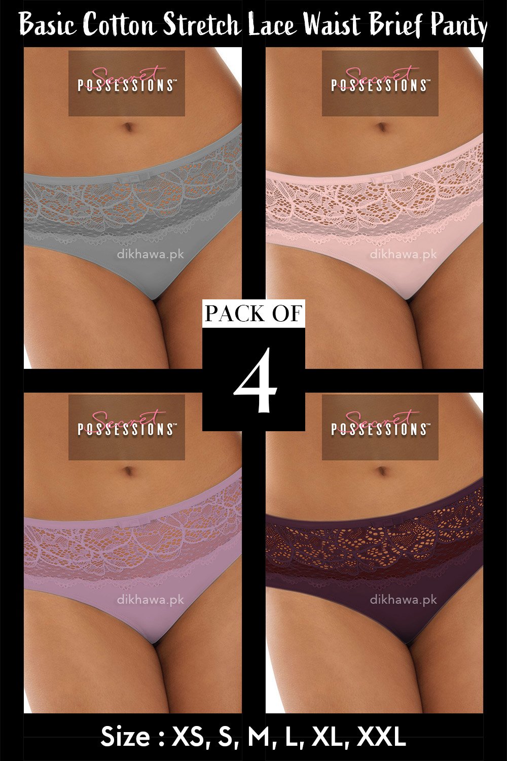 Secret Possessions Panty - Basic Cotton Stretch Lace Waist Brief