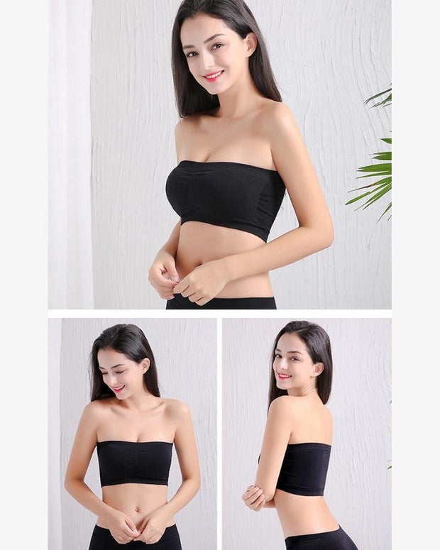 Pack of 2 - Sexy Tube Padded Top Bandeau Stretchable Strapless Bra