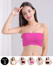 Pack of 3 - Sexy Tube Padded Top Bandeau Stretchable Strapless Bra