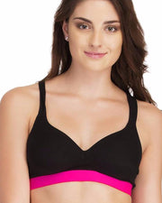 Black and Shocking Pink Sports Bra - Ladies Gym Bra - Sports Bra - Padded Sports Bra - Bras - diKHAWA Online Shopping in Pakistan