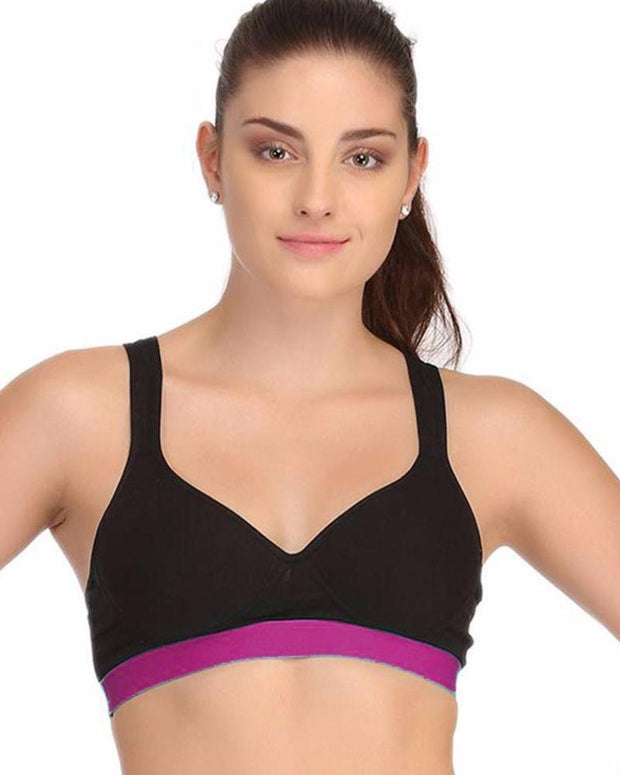 Ladies Gym Bra - Sports Bra - Black and Dark Pink Sports Bra - Padded Sports Bra - Bras - diKHAWA Online Shopping in Pakistan