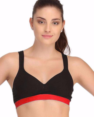 Black and Red Sports Bra - Ladies Gym Bra - Sports Bra - Padded Sports Bra - Bras - diKHAWA Online Shopping in Pakistan