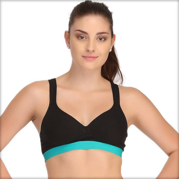 Ladies Gym Bra - Sports Bra - Black and Green Sports Bra - Padded Sports Bra - Bras - diKHAWA Online Shopping in Pakistan