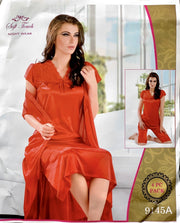 Soft Touch - 4Pcs Bridal Wedding Nighty Sets - 9145 - Long Nighty with Gown & Sexy Pajama Set