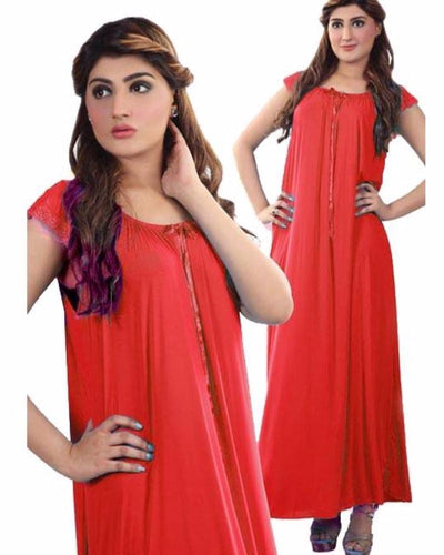 Red - FL-0026 - Flourish Nightwear - Nighty - diKHAWA Online Shopping in Pakistan