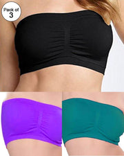 Pack of 3 - Strapless Sports Bra - Soft & Non Padded Bra - Mix Colours