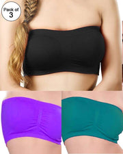 Pack of 3 - Strapless Sports Bra - Soft & Non Padded Bra - Mix Colours