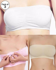 Pack of 3 - Strapless Sports Bra - Soft & Non Padded Bra - Mix Colours