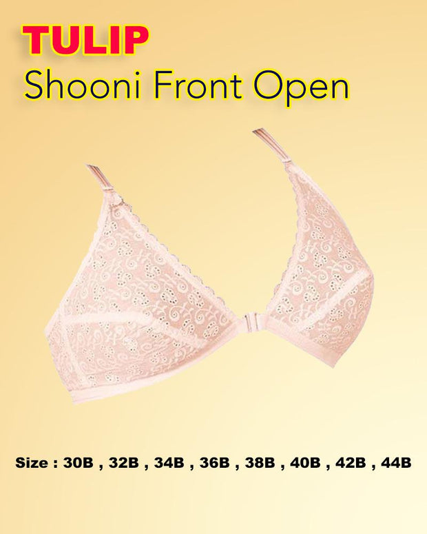 Shooni Front Open Bra - Tulip Bra - Embroidered Bra - Non Padded Non Wired